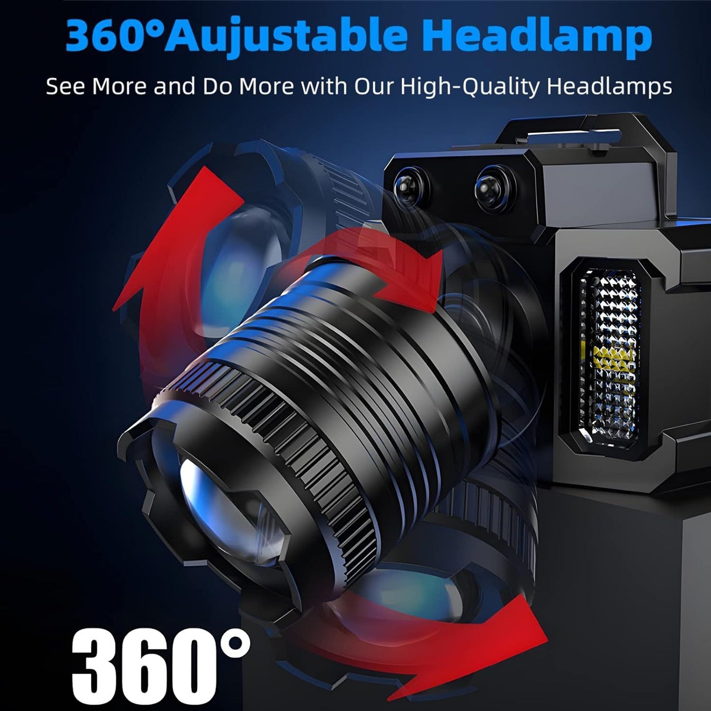 2 Pack USB Rechargeable LED Headlamp Headlight Head Light Waterproof Flashlight