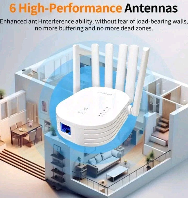 2025 WiFi Extender Signal Booster, WiFi Extender 5GHz/2.4GHz 1200Mbps WiFi Range