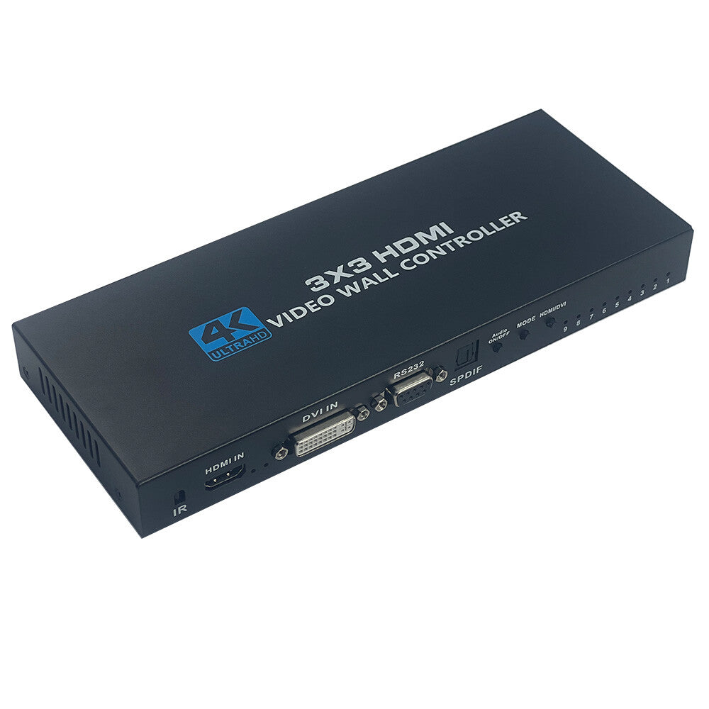 3X3 Video Wall Controller Processor 4K 30Hz DVI HDMI 1X9 Screen Splitter 13 Mode