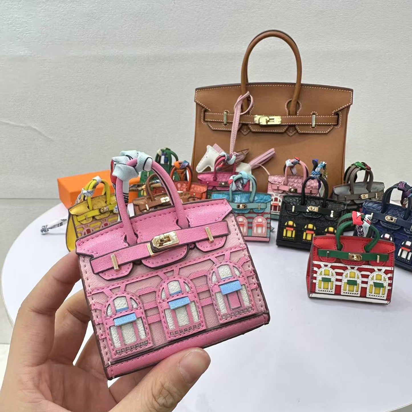 Mini Keychain Wallet Cute Leather Lipstick Bag Ladies Car Bag Charm for AirPods