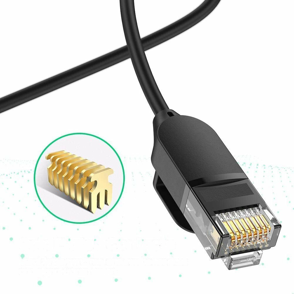 Ugreen Network Ethernet Patch Cable RJ45 Cat 6A UTP 1000Mbps 1m-10m Black Thin
