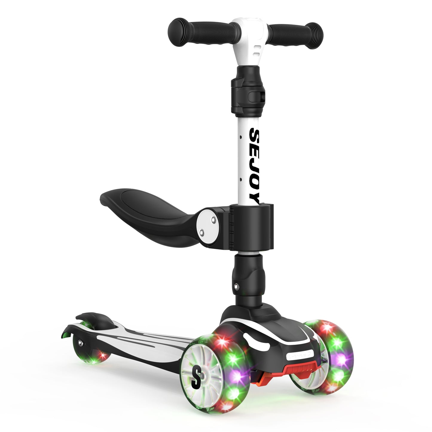 SEJOU Kids Scooter 3 Wheel LED Light Up Child Kick Flashing Push Adjustable Fold
