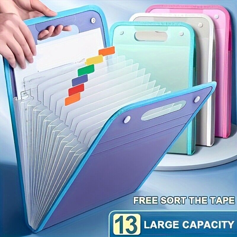 A4 Folder Vertical File Manager Handle Extended Waterproof Portable13 Pocket