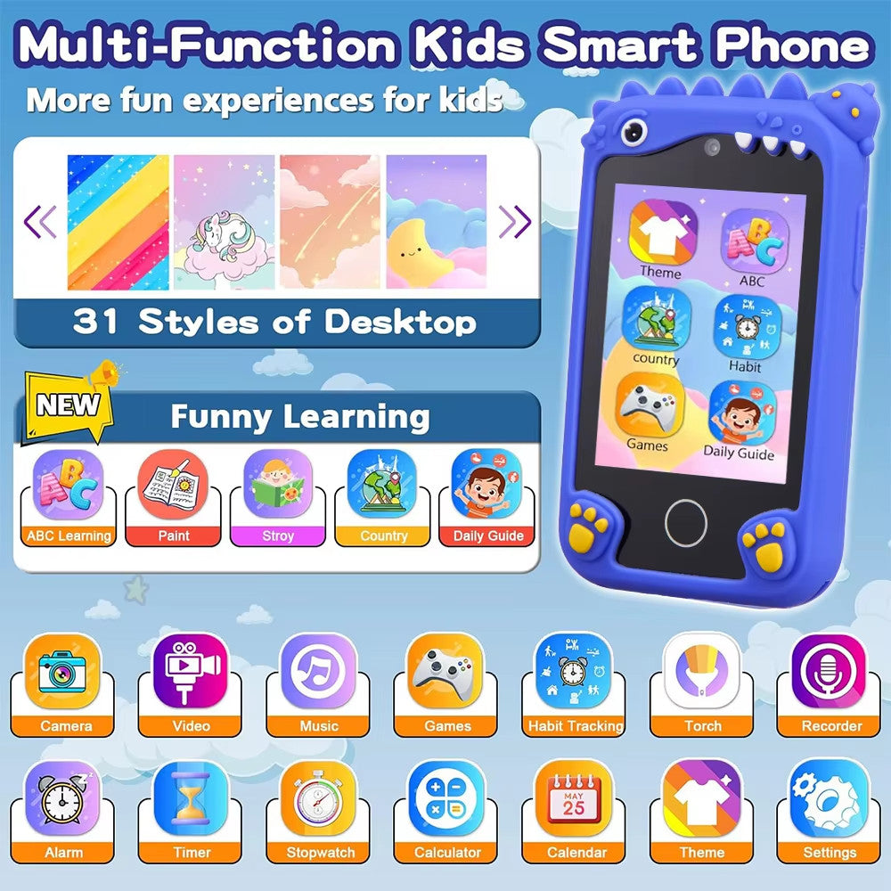 Kids Smart Educational Toys Musci Player Learning Selfie Toddler Phone for Child