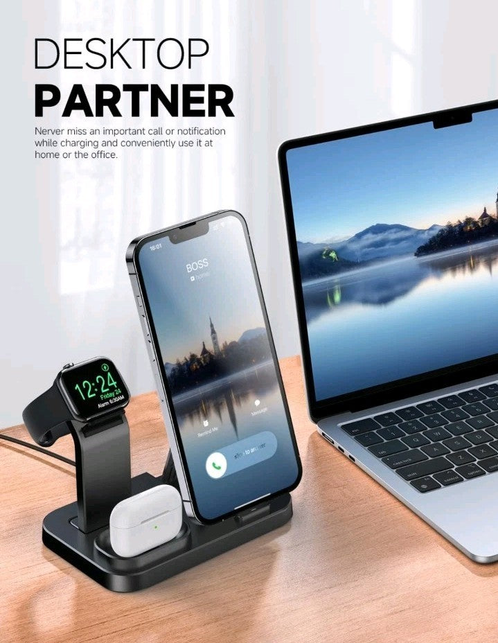 5 IN1 Wireless Charger Charging Station For Apple Watch Air Pods iPhone 16 15 14
