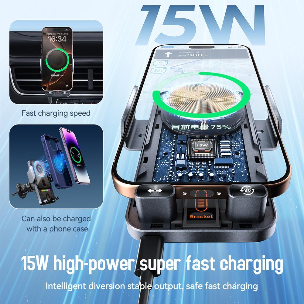Universal Wireless Charging Car Phone Mount with Air Outlet Navigation Bra W1B7