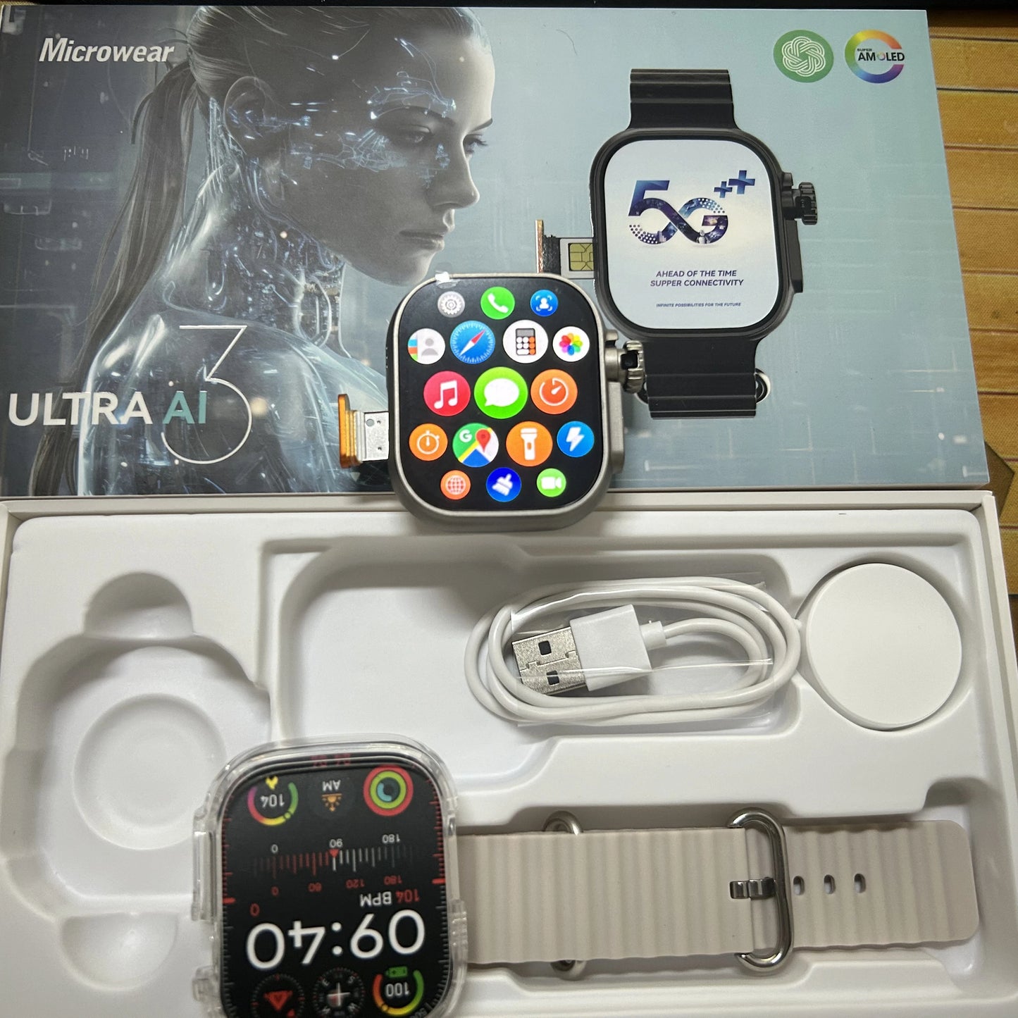 Microwear Ultra Ai3 5G Smartwatch – 2.29″ AMOLED, 180° Rotating Camera, 4G/5G
