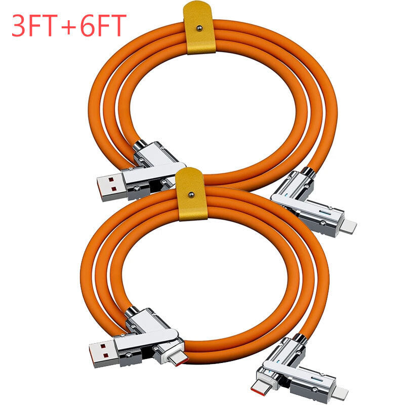 120W 4-In-1 Super Fast Charging Cable Charger Data Cord For iPhone Samsung iPad