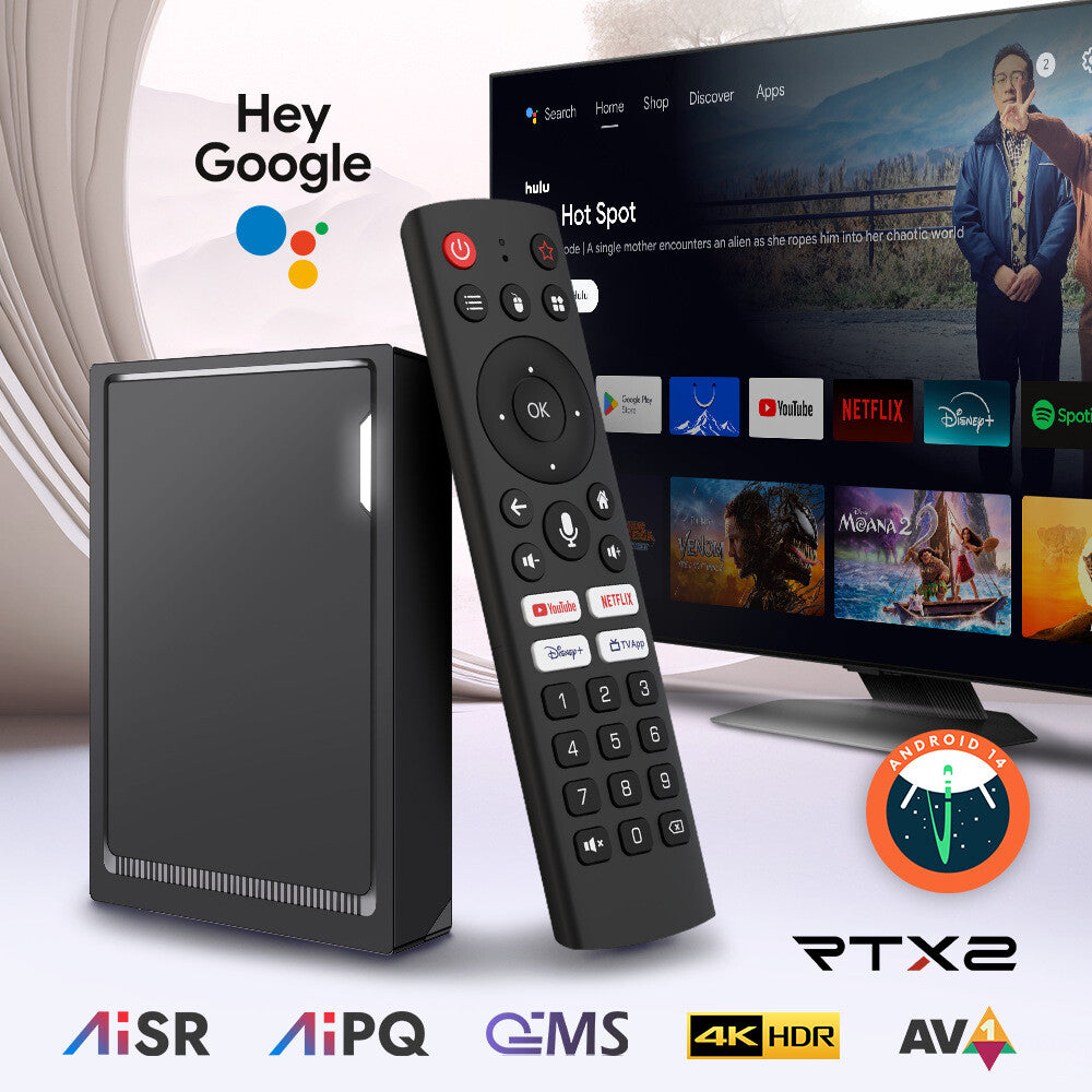 RT-X2 Android 14 TV Box Realtek1325 AI-PQ AI-SR Dolby 1000M Wifi5 Media Player