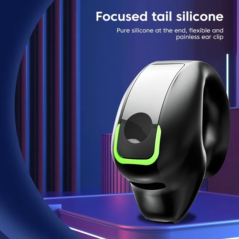 Bluetooth 5.3 Wireless Earbuds Ear Clip Bone Conduction Headphones Headset 2 Pcs