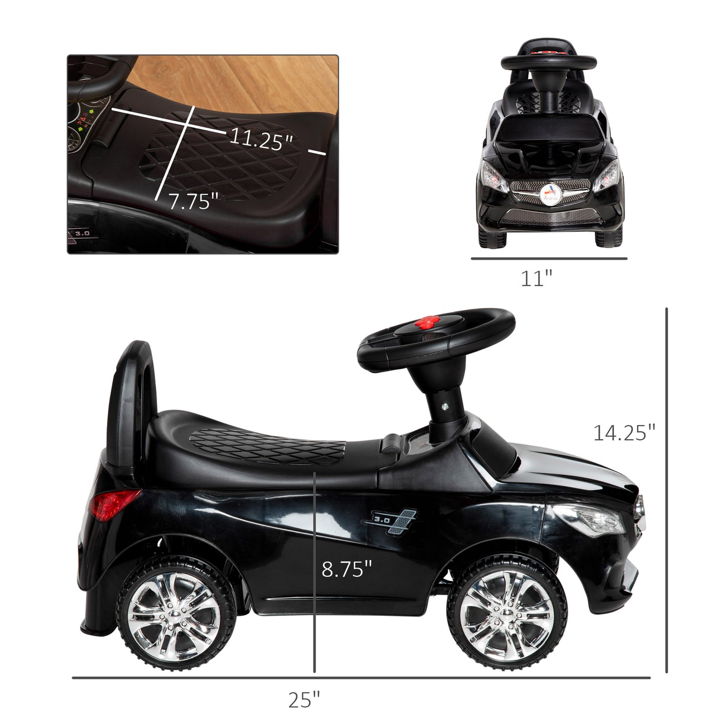 Kids Ride On Toy Sliding Push Car with Horn Music Working Lights Toddler Walking