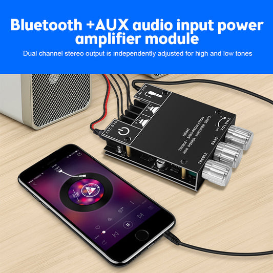 ZK-502MT 50W*2 Bluetooth 5.2 Audio Amplifier Board Module Tone Adjustable DIY.