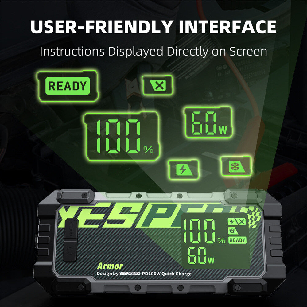 Car Jump Starter 3000A 100W Fast-Charging Portable Battery Booster Pack YESPER