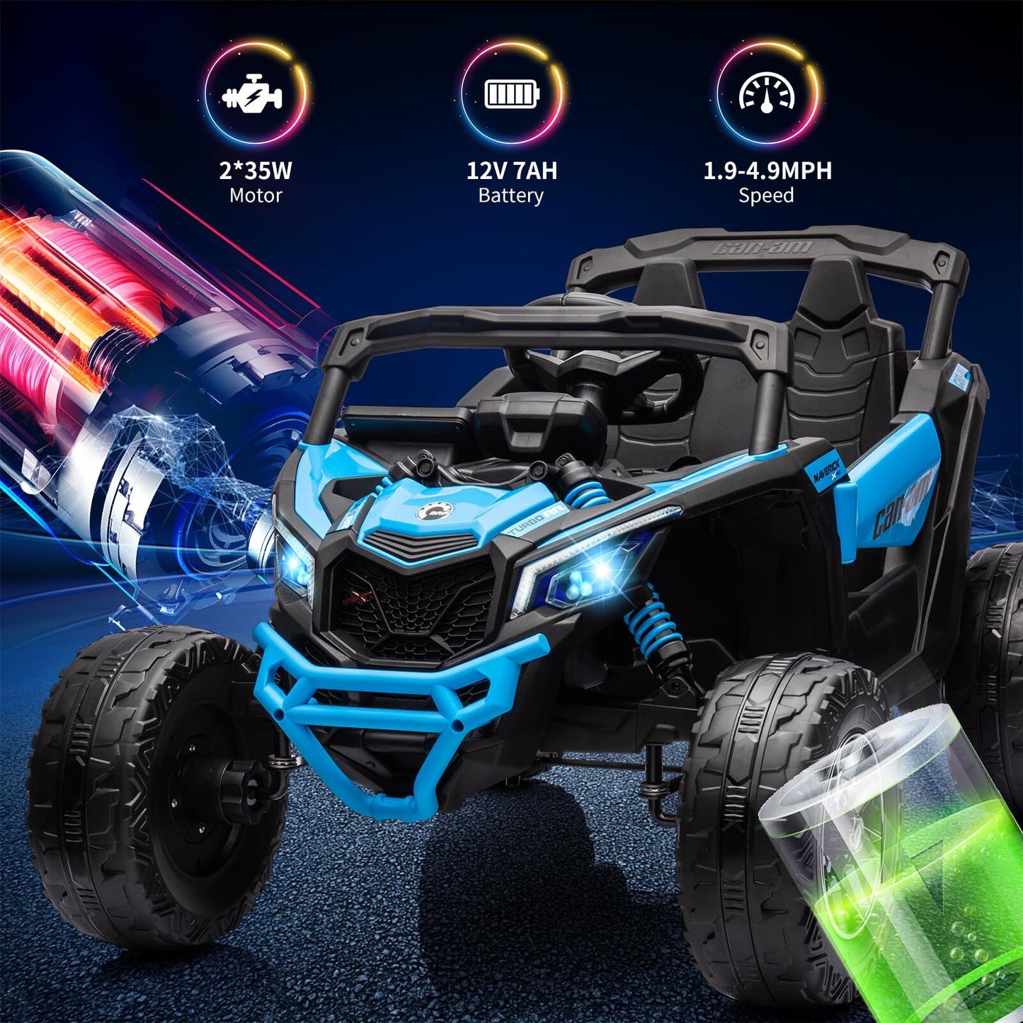 Can-Am Licensed 12V Ride on UTV Car for Kids Electric Fun Toys 4WD Off-Road Quad