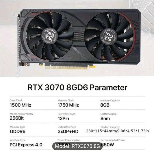 Peladn Gaming GPU Nvidia RTX 3070 8G Graphics Card GDDR6 Dual Fan