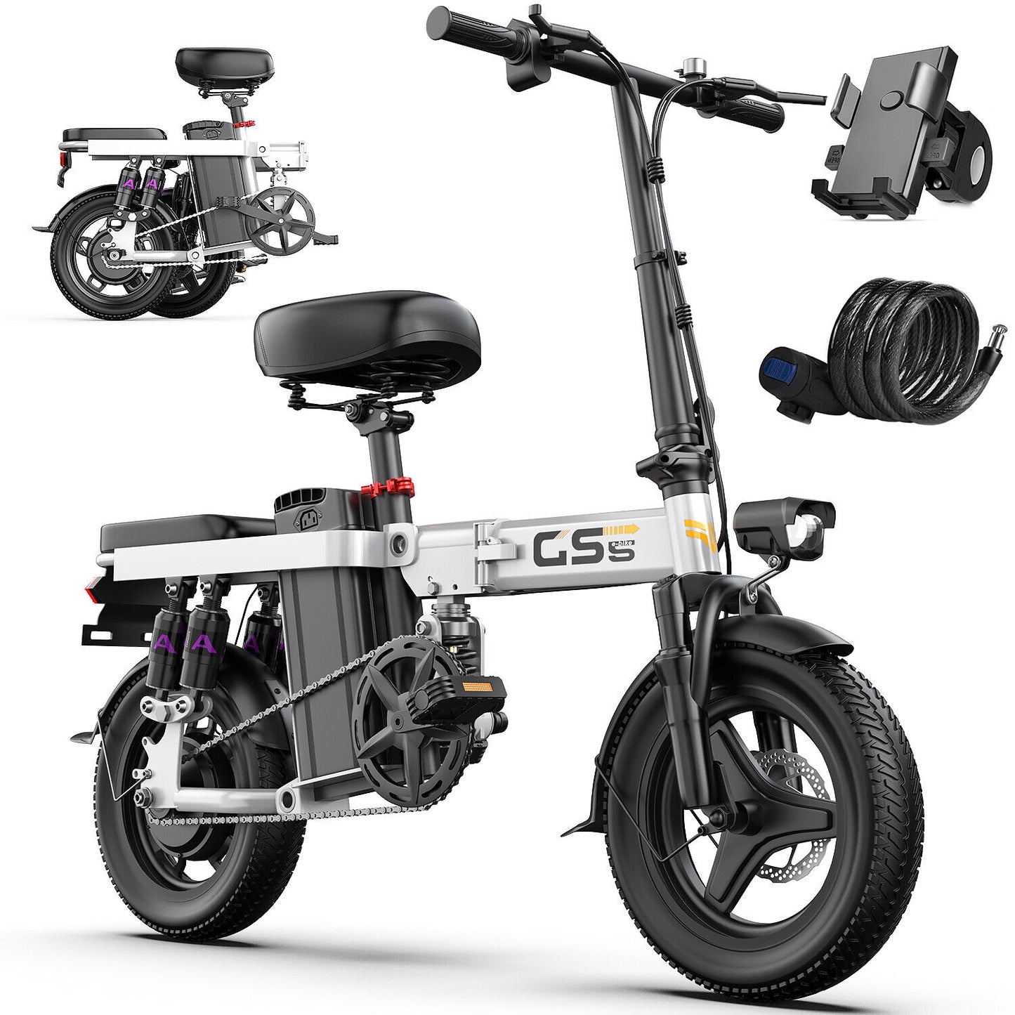 GS5 Folding Electric Bike for Adults 740W 19MPH Electric Bicycle Commuter Ebike