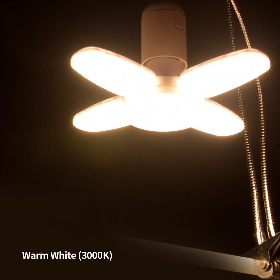 E27 LED Bulb Fan Blade Lamp Foldable For Home Shop Garage Ceiling Fixture Lights