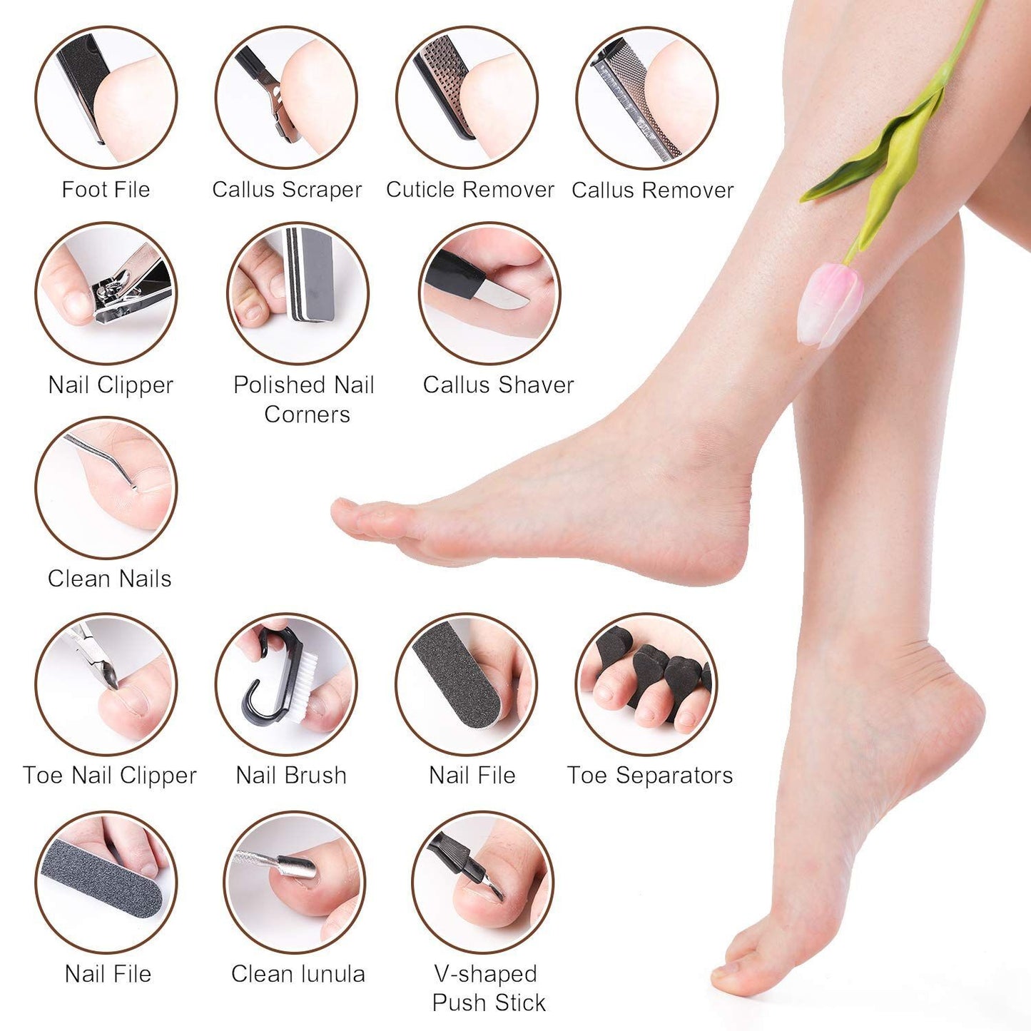 Pedicure Kit Set 23 in 1 Stainless Steel Foot Rasp Peel Callus Dead Skin Remover
