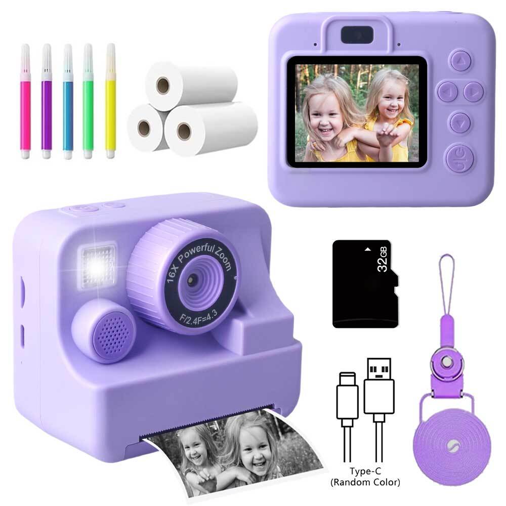 1080P Kids Camera Instant Print 32GB Instant Cameras That Print Photos Gifts  m
