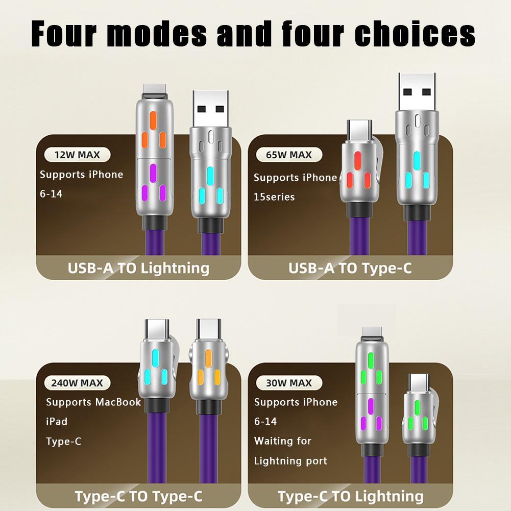 4-in-1 240W USB-C Cable, USB C Cable 1.2m, Multi USB Charging Data Cables HOT!