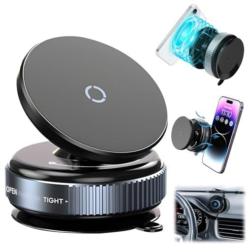 Upgraded Vacuum Magnetic Suction Phone Mount,360°Adjustable Magnetic Suction