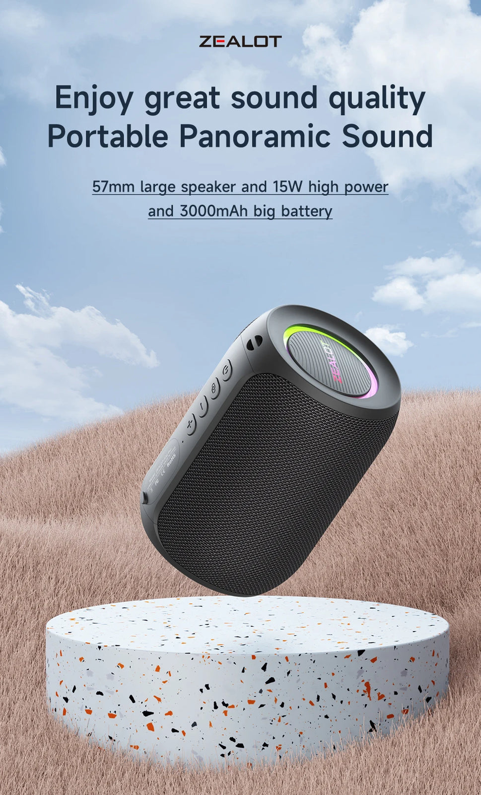 Powerful Bluetooth Speaker, Bass Wireless,LED Light, Outdoor Speakers, Subwoofer