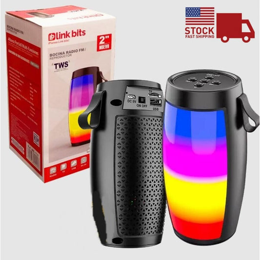 Bluetooth 5.0 Speaker Wireless Portable FM Radio LED Light Show USA