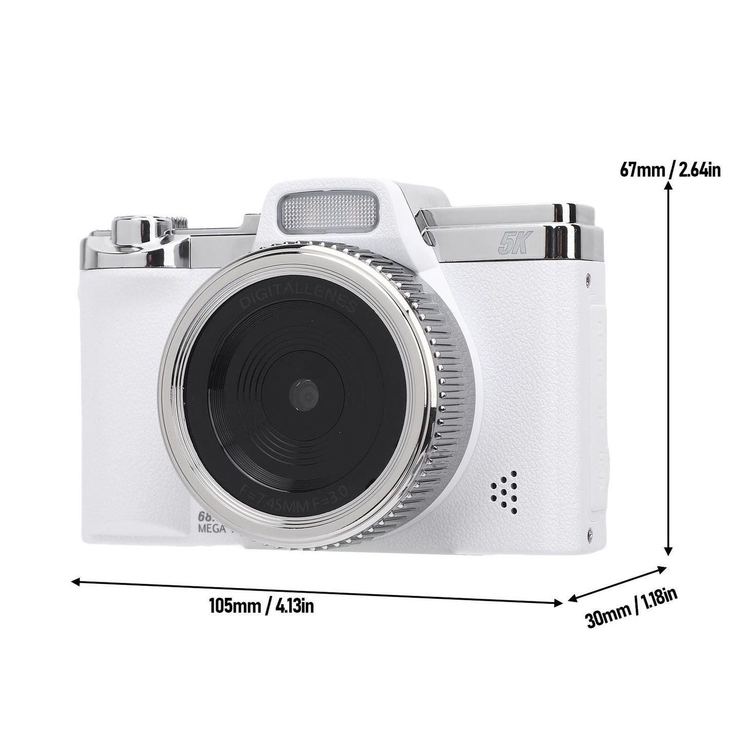 Digital Camera 64MP Pixels 5K HD 16x Zoom AF Autofocus Retro Compact Vlog Kit