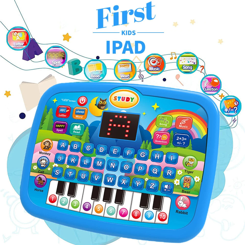 Kids’ Education Tablet Toy, Age 3+ Literacy Learn Doubles as Electronic Keyboard