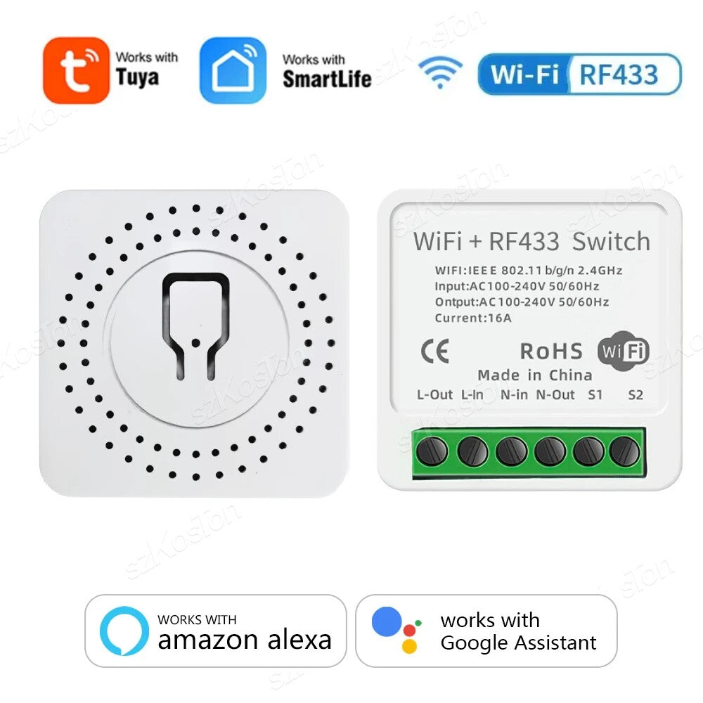 Smart Home ZigBee WiFi Smart Switch with Power Monitor 16A Mini Breaker Voice US