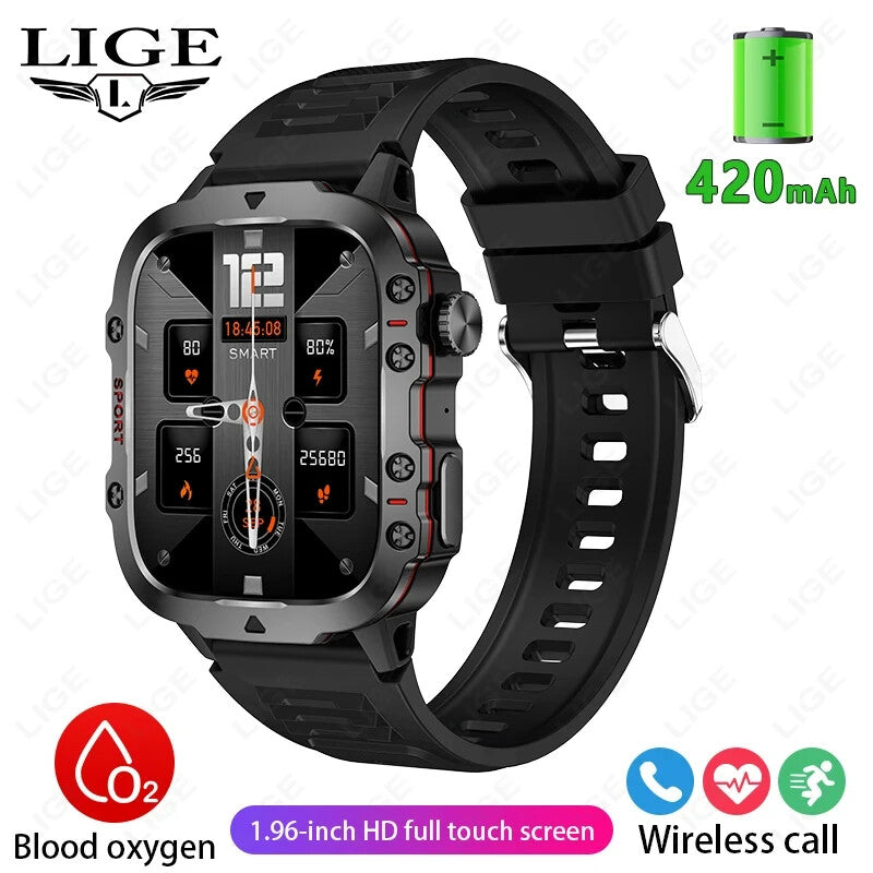 2024 Rugged Military Smart Watch Men Outdoor Watches Lp68 Waterproof 2.01" Al Vo