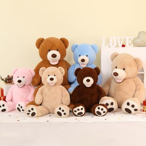 Giant Teddy Bear with Big Footprints Plush Stuffed 39 inches Light Brown