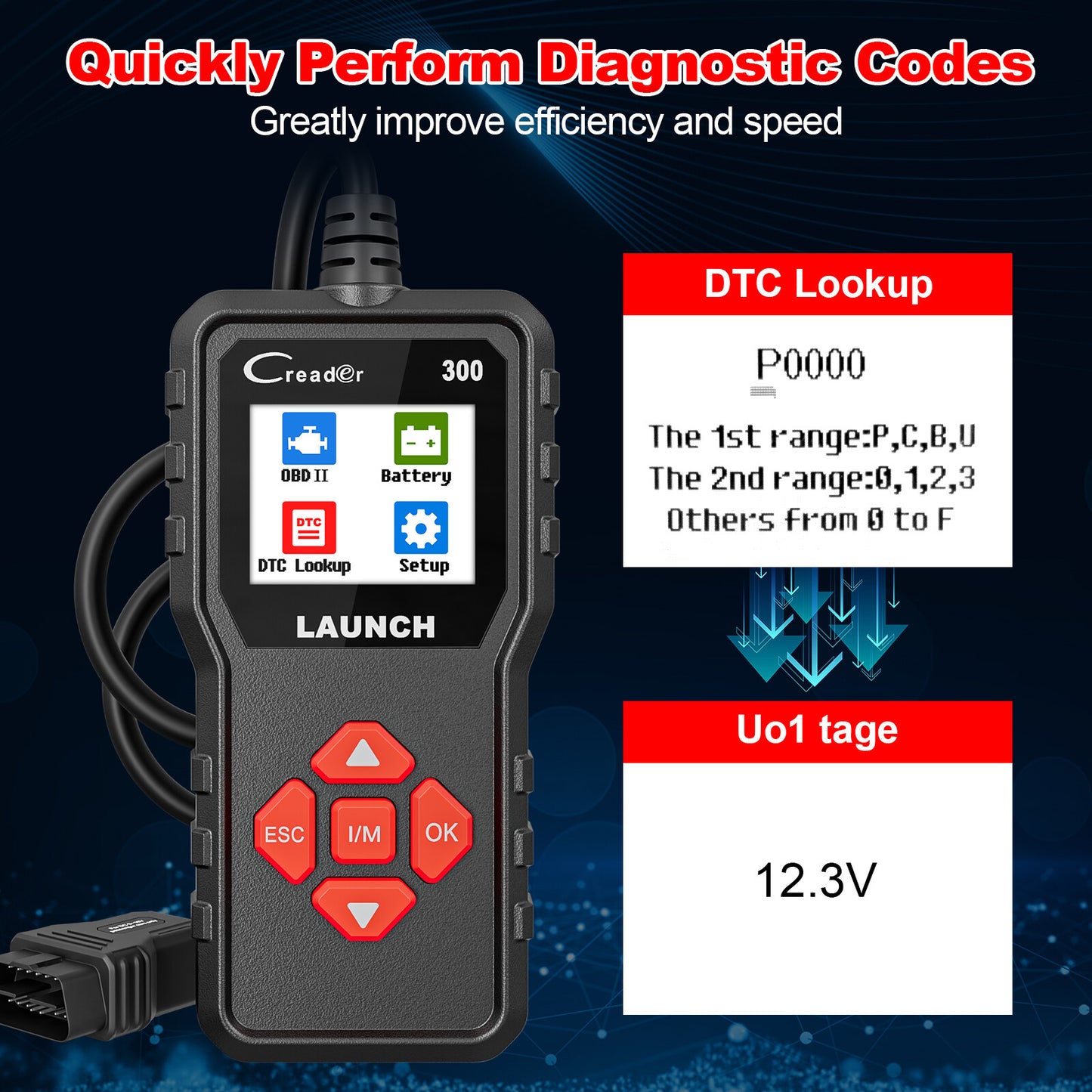 Launch CR300 OBD2 Scanner Code Reader Check Engine Fault Car Diagnostic Tool US