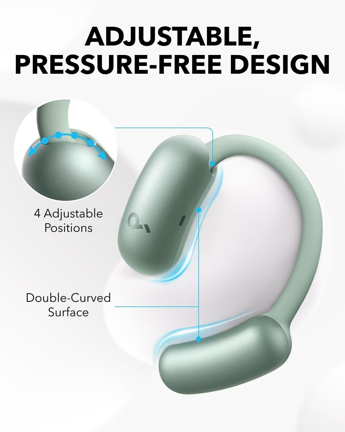 Soundcore AeroFit 2 Open-Ear Headphones Snug Fit Ear Hooks Bass Hi-Res 42H Play