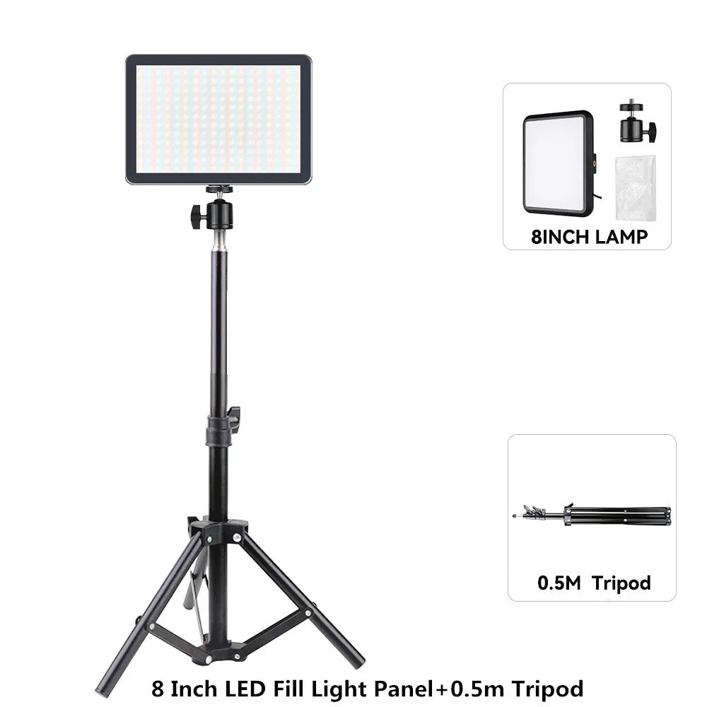8/12 Inch LED Photography Video Light Panel Lighting Photo Studio Lamp Kit