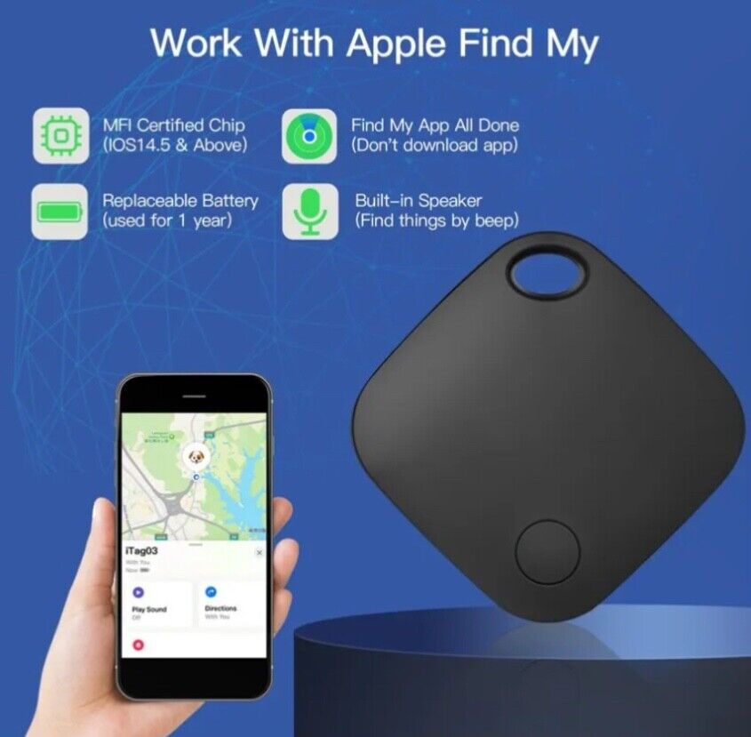Bluetooth GPS Tracker for iPhone - Find My App Compatible Keytag ; Black