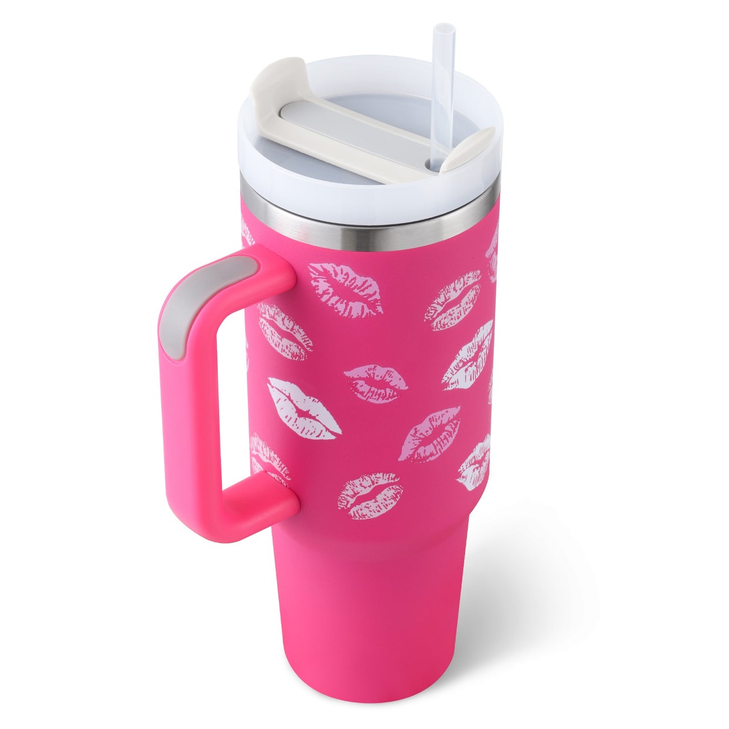 40 Oz Tumbler With Handle Straw Insulated, Stainless Steel Spill Proof Vacuum Co