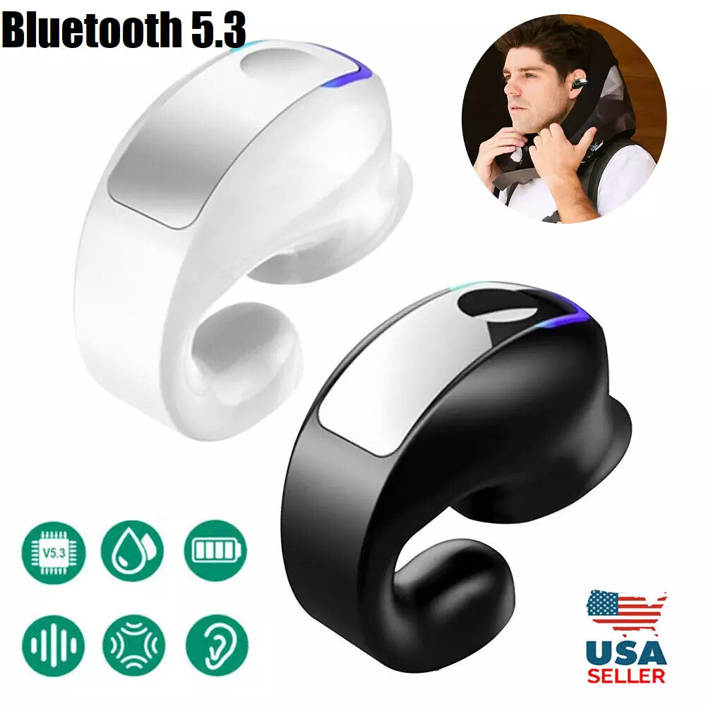 Bluetooth 5.3 Wireless Earbuds Ear Clip Bone Conduction Headphones Headset 2 Pcs