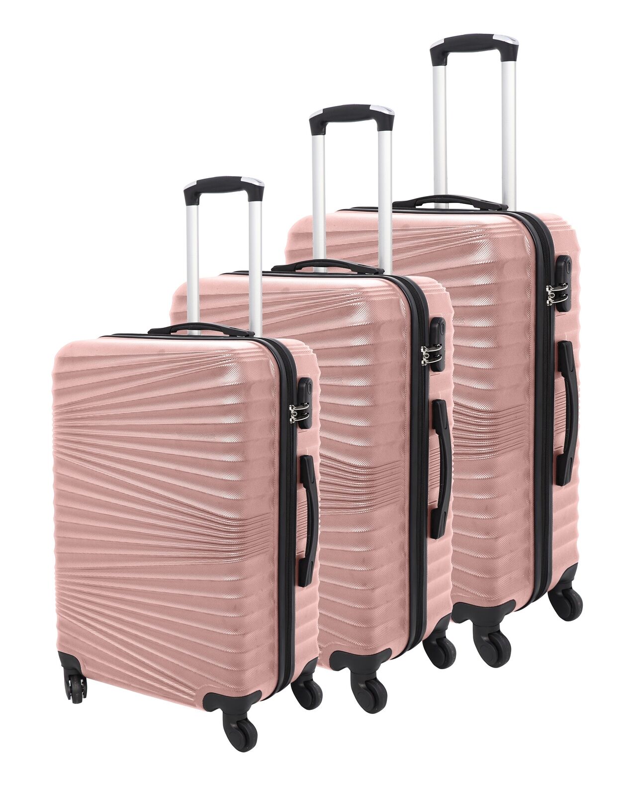 3 Pcs Suitcase Set ABS Hard Shell 4 Wheeled Trolley Lightweight Luggage PIONEER