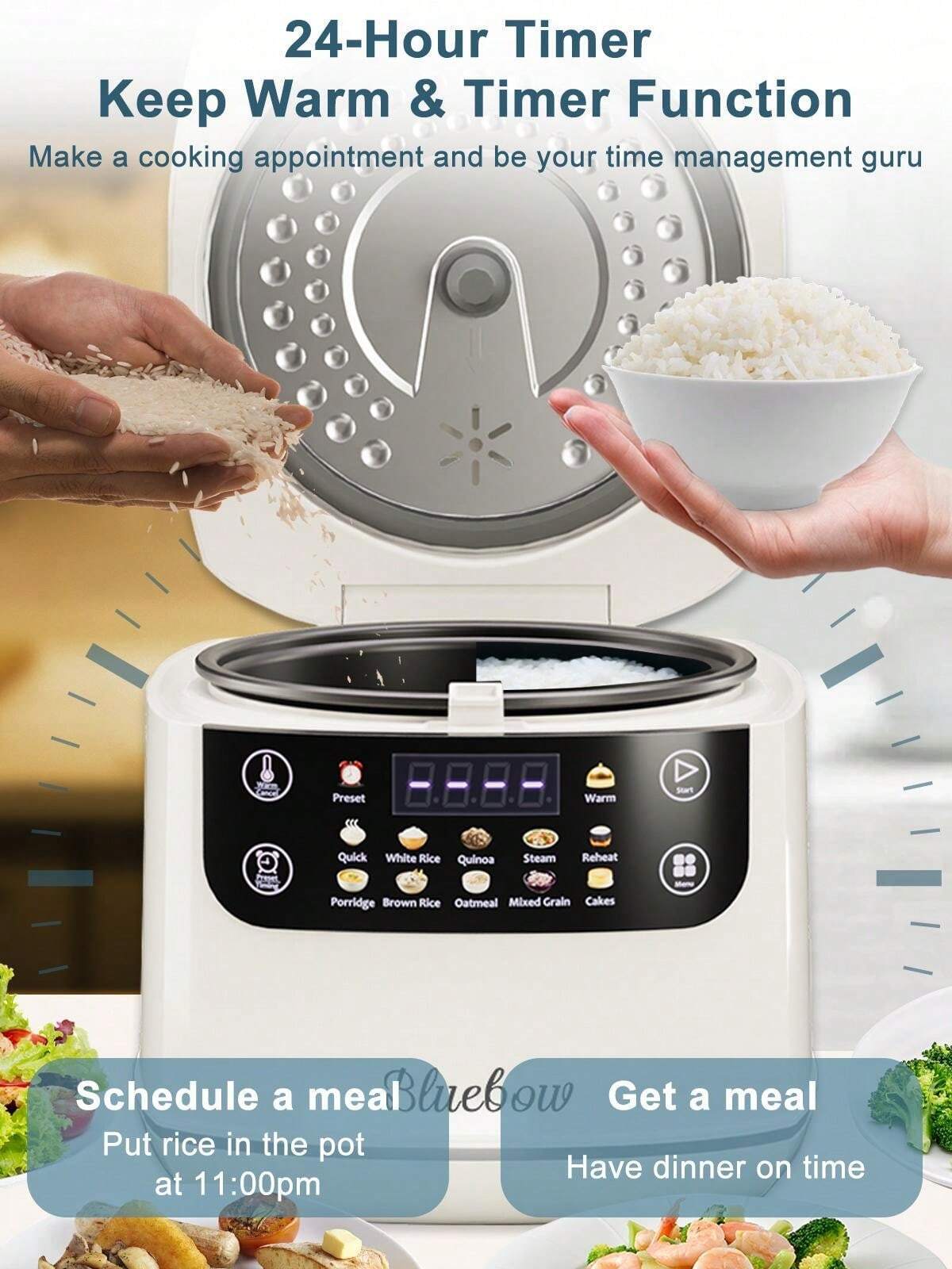 2.1Qt Rice Cooker 12-In-1 Electric Rice Cooker 6-Cup(Uncooked)/12-Cup(Cooked)