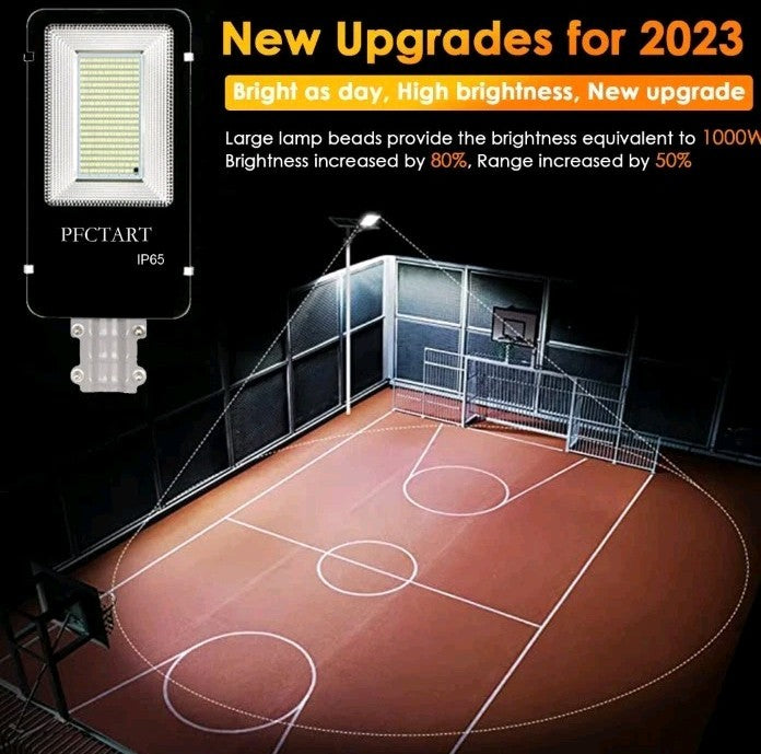 1000W Solar Street Lights LED Road Lamp with Remote - Ideal for Parking Lot Yard
