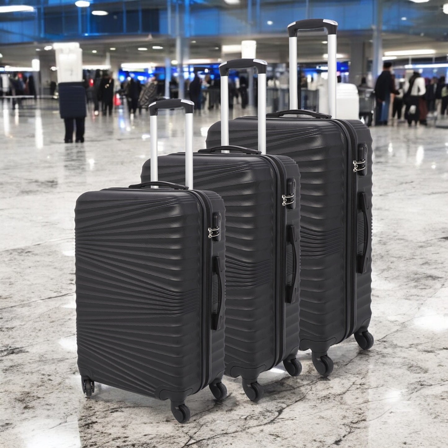 3 Pcs Suitcase Set ABS Hard Shell 4 Wheeled Trolley Lightweight Luggage PIONEER