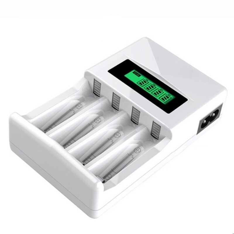 Efficient LCD Charger with 4 Slots Suitable for AAAAA Rechargeable Batteries