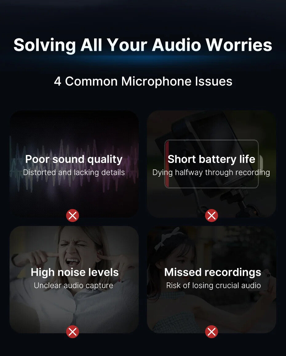 U-Mic Stereo Wireless Lavalier Microphone for DSLR Phone Interview Video Record
