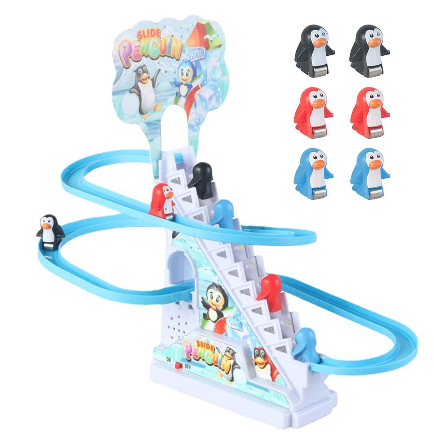 Penguin Climbing Toys Music Electric Race Track Game for Boys Toddlers Kids