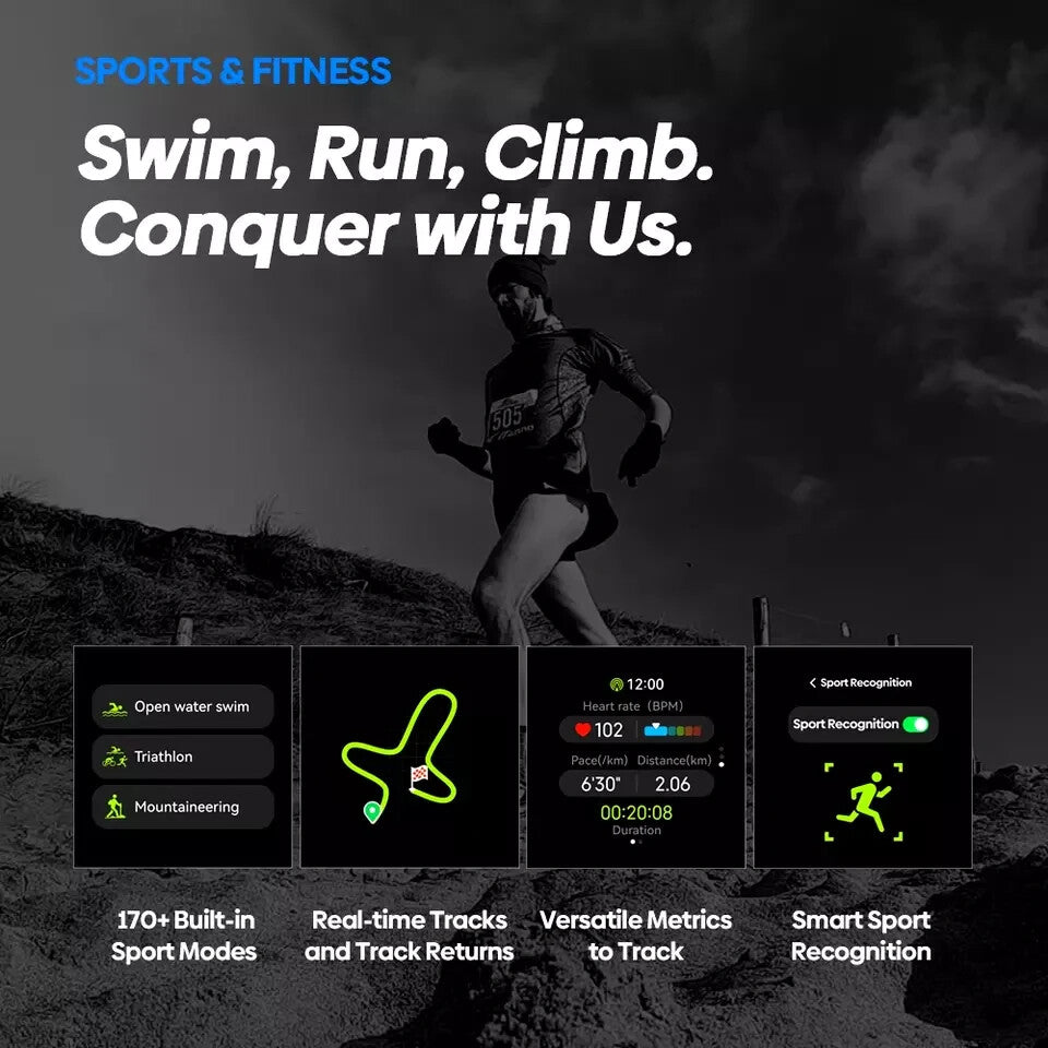 New Stratos 2 Ultra GPS Smart Watch Built-In Compass Barometric Altimeter Dual-