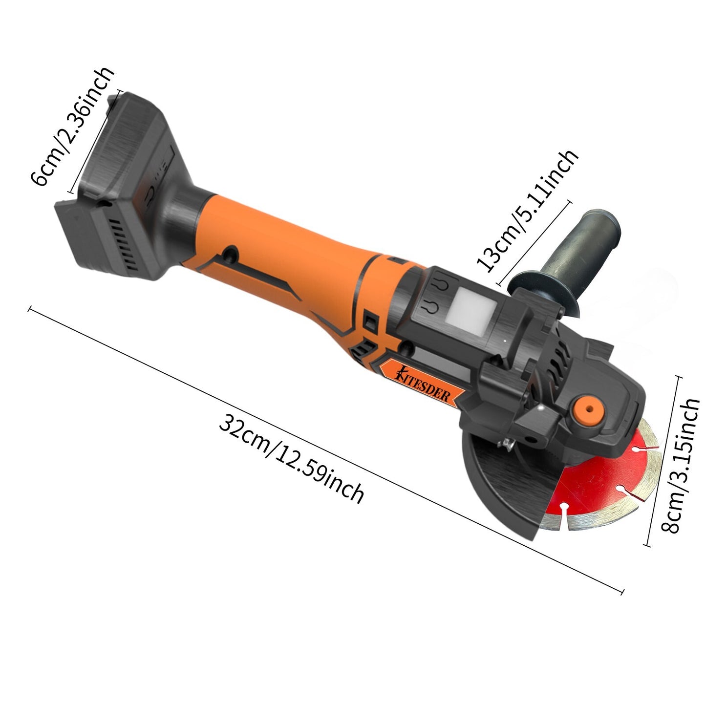 KITESDER Cordless Angle Grinder Handheld Saw 9000RPM with Battery Blade Toolkit