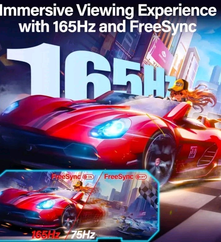 27" 2K 2560x1440 QHD 165Hz 1ms Curved Gaming Monitor, Ultra Thin Bazel