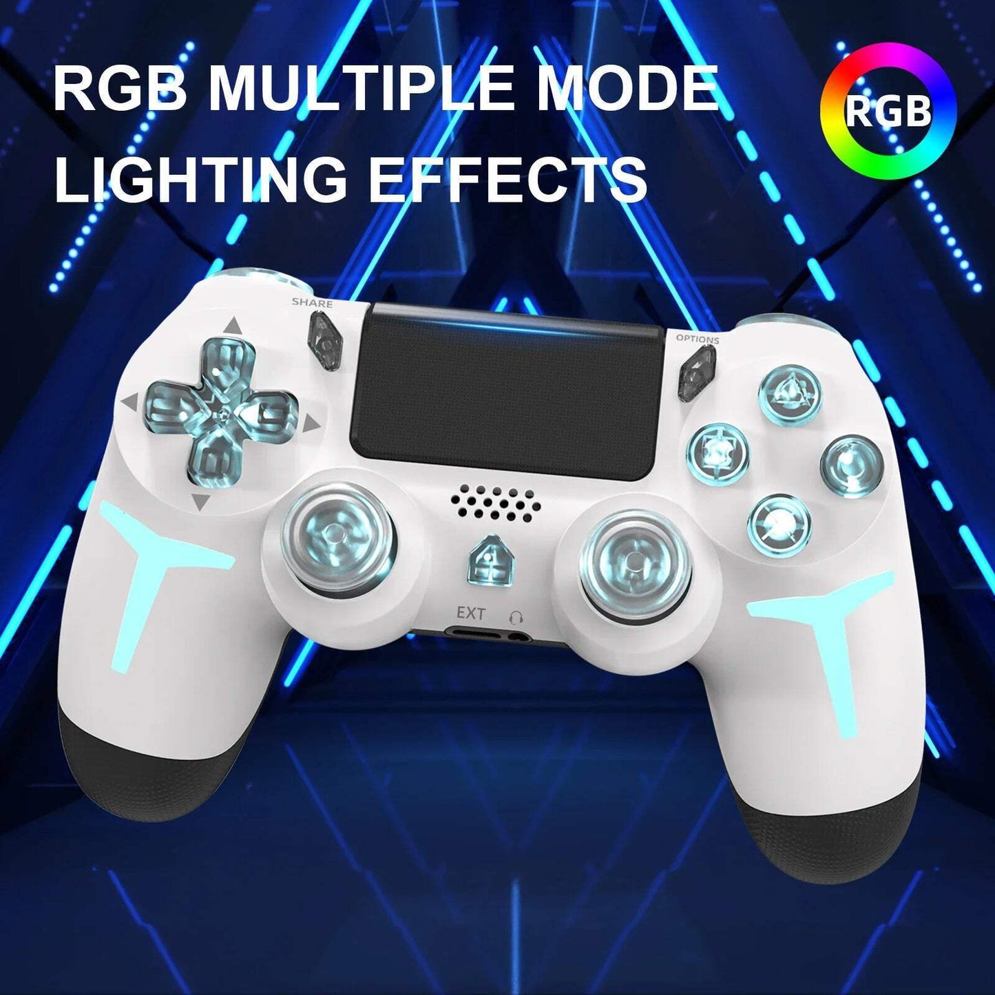 RGB Light Wireless Game Controller For PS4 PS3 Console Computer PC LED Bluetooth