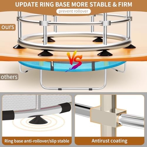 Trampoline for Kids, Update T-handrail Adjustable Baby Toddler Trampoline with